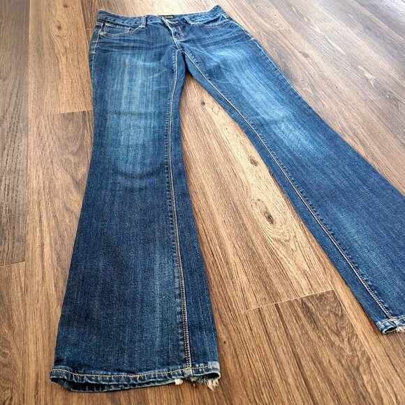 💙 Express Stella Boot Low Rise Jeans Denim Size 4R Western Cowgirl - Picture 3 of 8